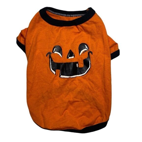 Orange Jack-O-Lantern Pumpkin Halloween Dog Shirt - Picture 2 of 6